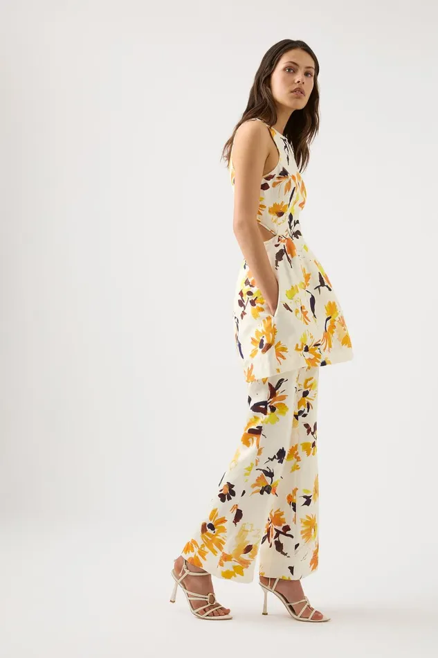 Women Tulip Cut Out Mini Dress Pressed Sunflowers Aje Dresses