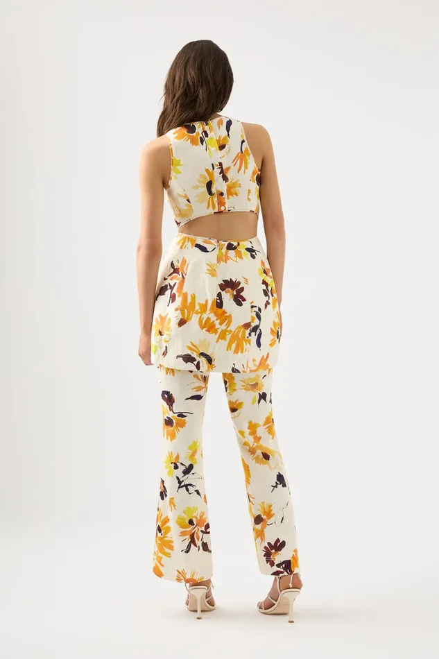 Women Tulip Cut Out Mini Dress Pressed Sunflowers Aje Dresses