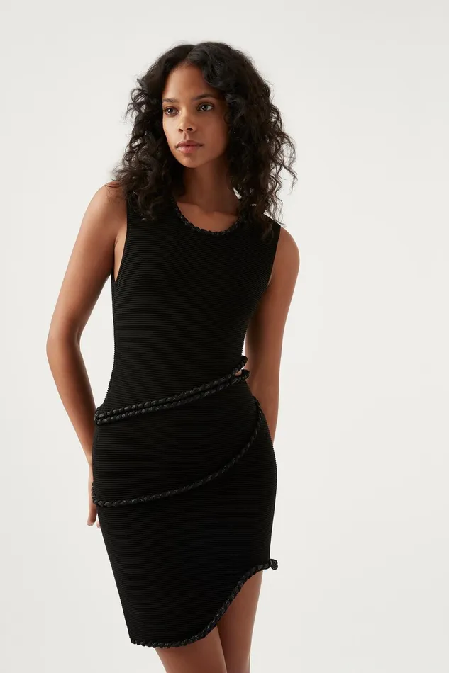 Women Undulating Cut Out Mini Dress Black Aje Dresses