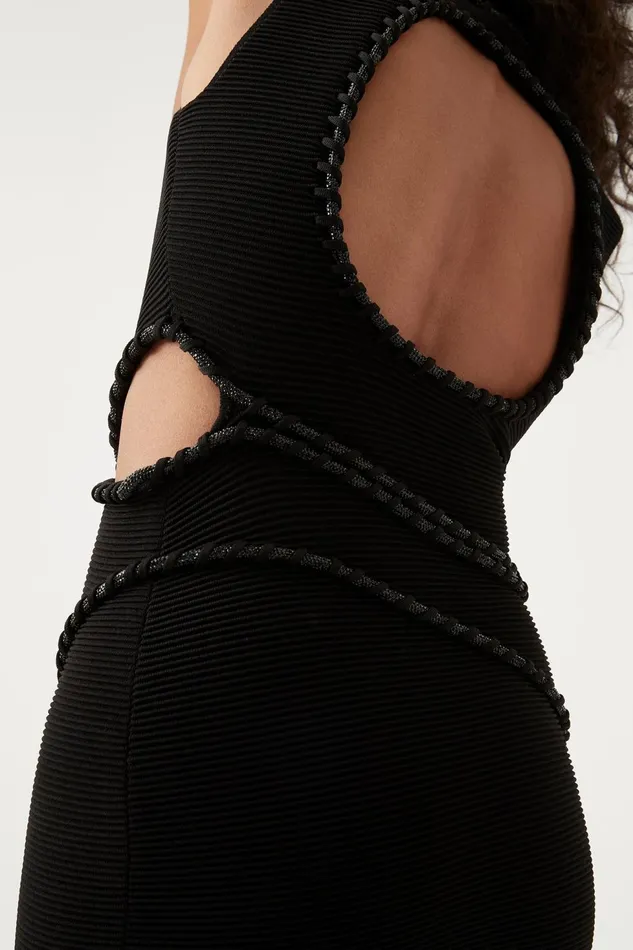 Women Undulating Cut Out Mini Dress Black Aje Dresses
