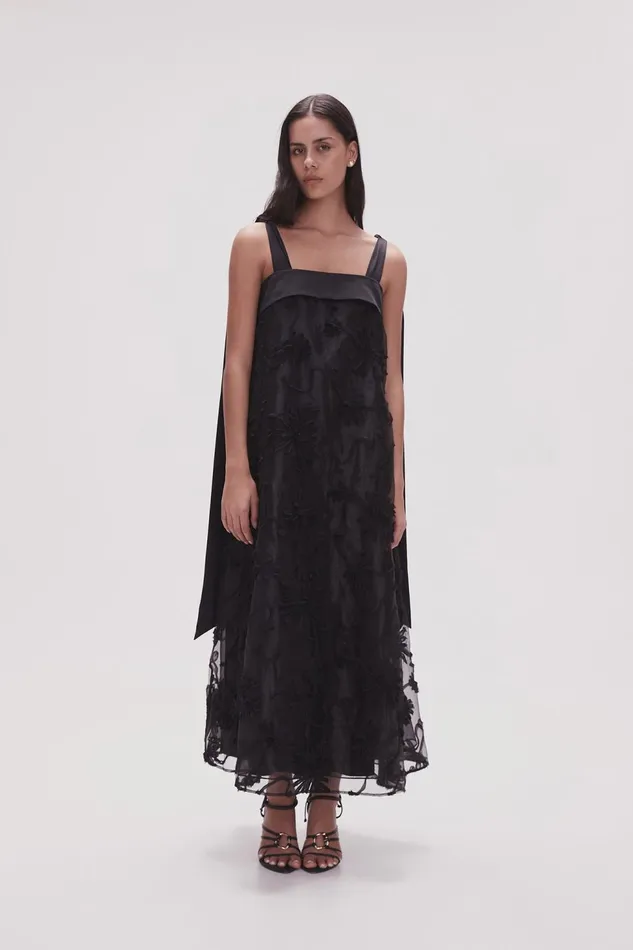 Women Ursula Midi Dress Black Aje Dresses