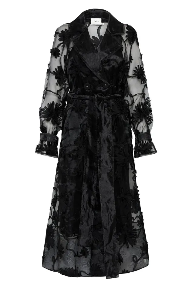 Women Ursula Trench Coat Dress Black Aje Dresses