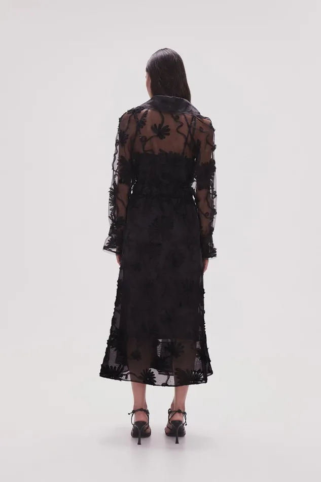 Women Ursula Trench Coat Dress Black Aje Dresses