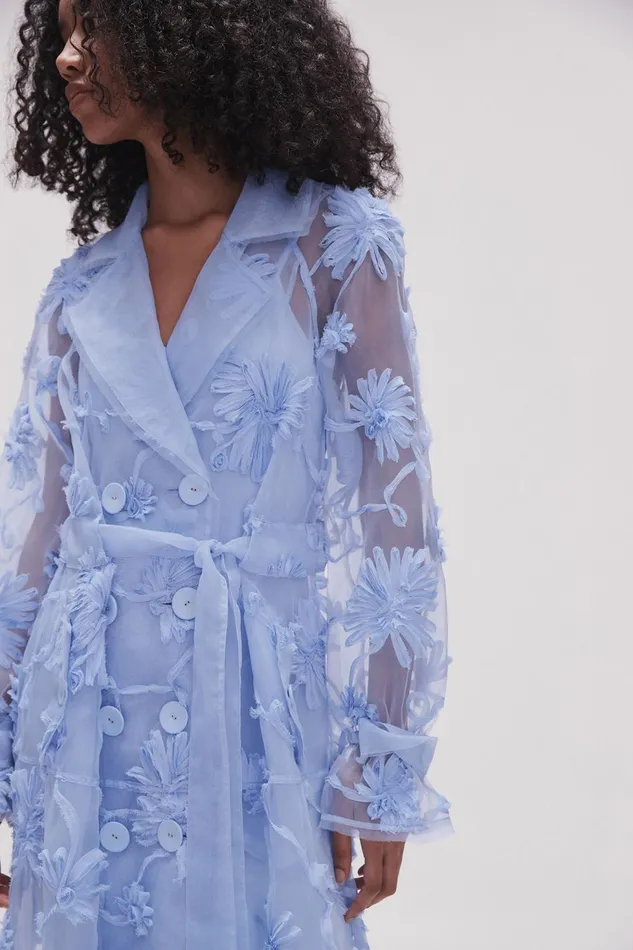 Women Ursula Trench Coat Dress Light Sky Blue Aje Dresses