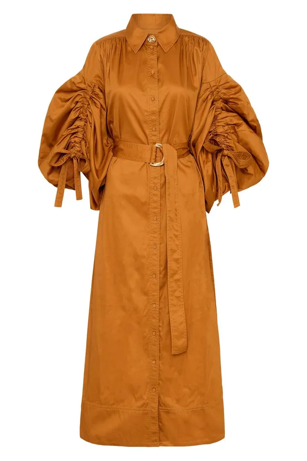 Women Utopia Drawstring Midi Dress Chestnut Brown Aje Dresses