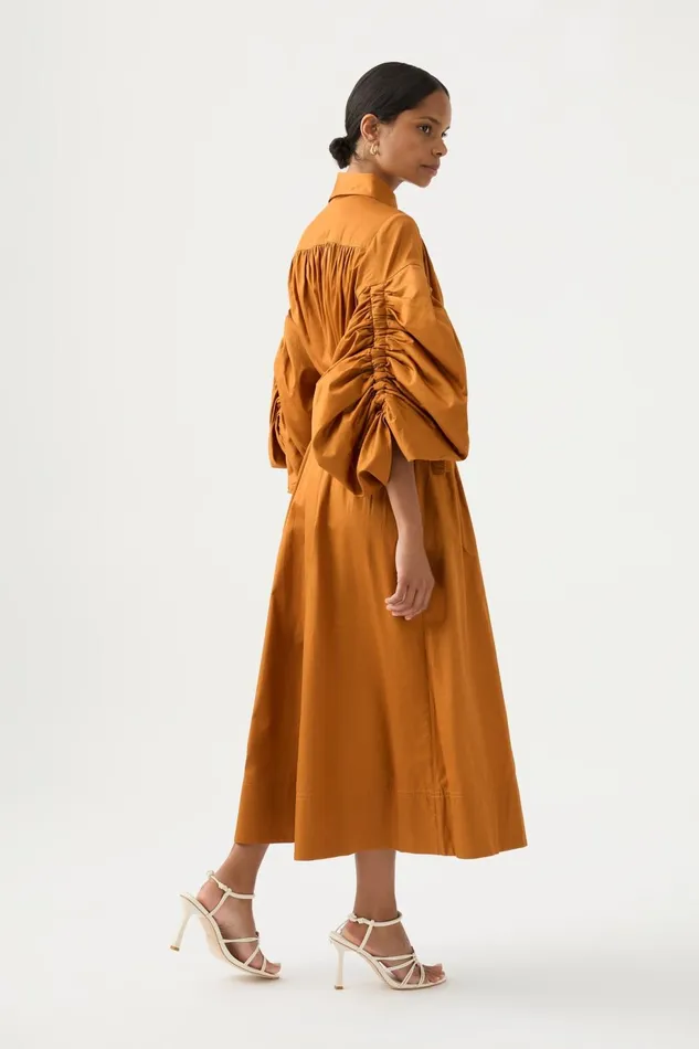 Women Utopia Drawstring Midi Dress Chestnut Brown Aje Dresses