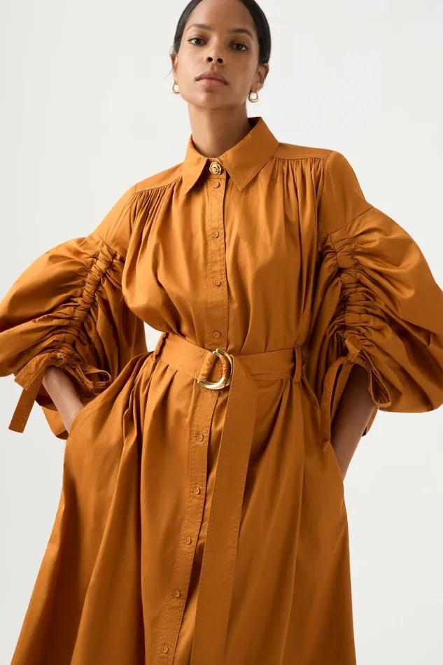 Women Utopia Drawstring Midi Dress Chestnut Brown Aje Dresses