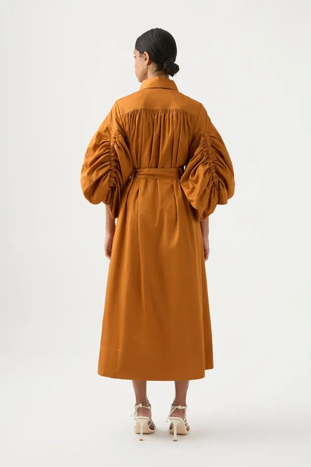 Women Utopia Drawstring Midi Dress Chestnut Brown Aje Dresses