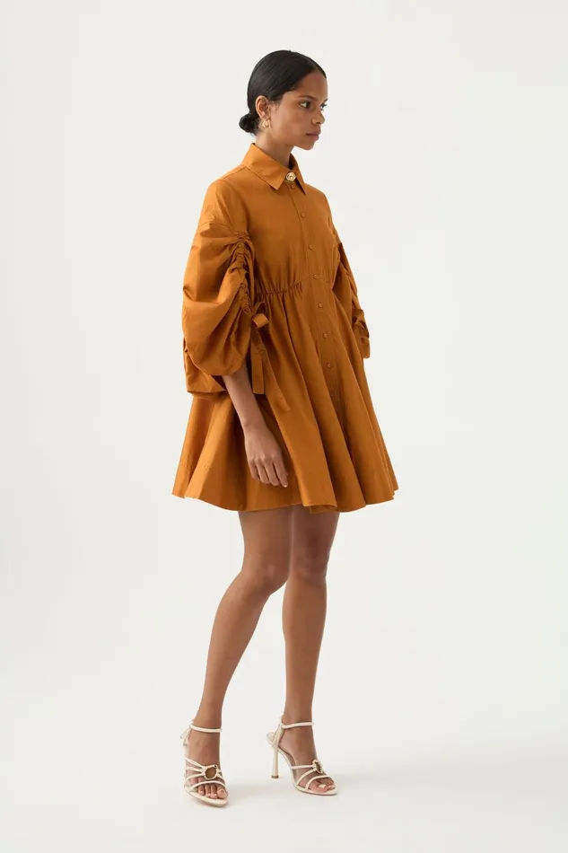 Women Utopia Drawstring Mini Dress Chestnut Brown Aje Dresses