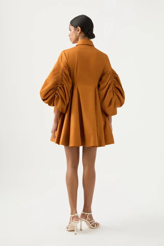 Women Utopia Drawstring Mini Dress Chestnut Brown Aje Dresses
