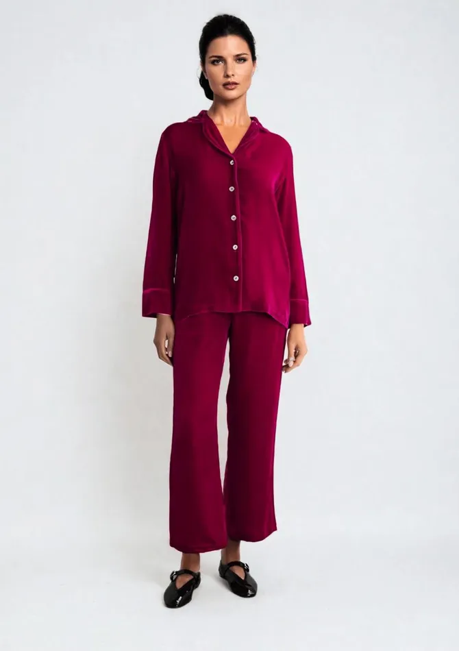 Women Velvet Pyjamas Gilda and Pearl Frankly My Dear Pyjama Mulberry Women Velvet Pyjamas Gilda and Pearl Frankly My Dear Pyjama Mulberry