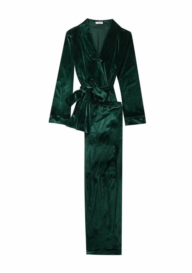 Women Velvet Pyjamas Gilda and Pearl Saratoga Emerald Velvet Pyjama Emerald