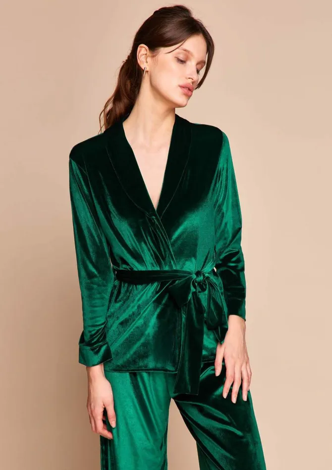 Women Velvet Pyjamas Gilda and Pearl Saratoga Emerald Velvet Pyjama Emerald Women Velvet Pyjamas Gilda and Pearl Saratoga Emerald Velvet Pyjama Emerald