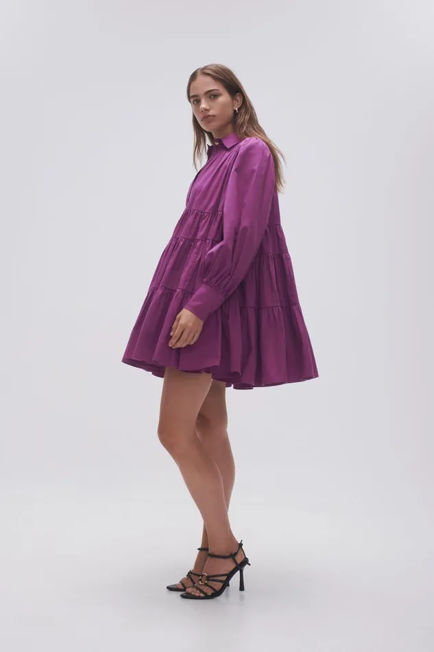 Women Vie Smock Dress Plum Purple Aje Dresses