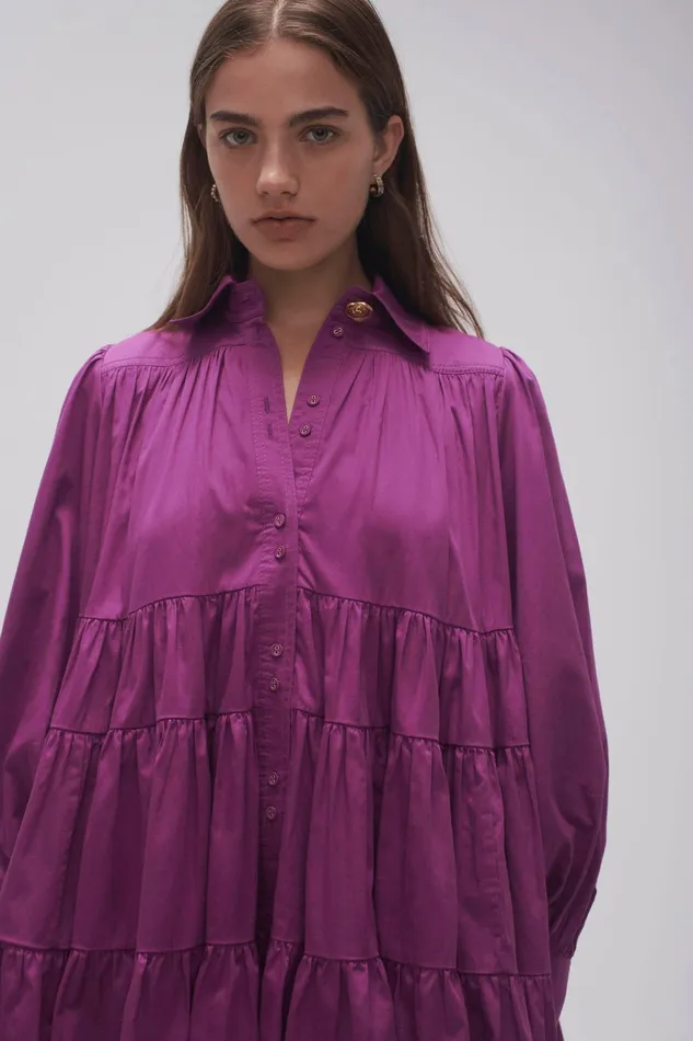 Women Vie Smock Dress Plum Purple Aje Dresses