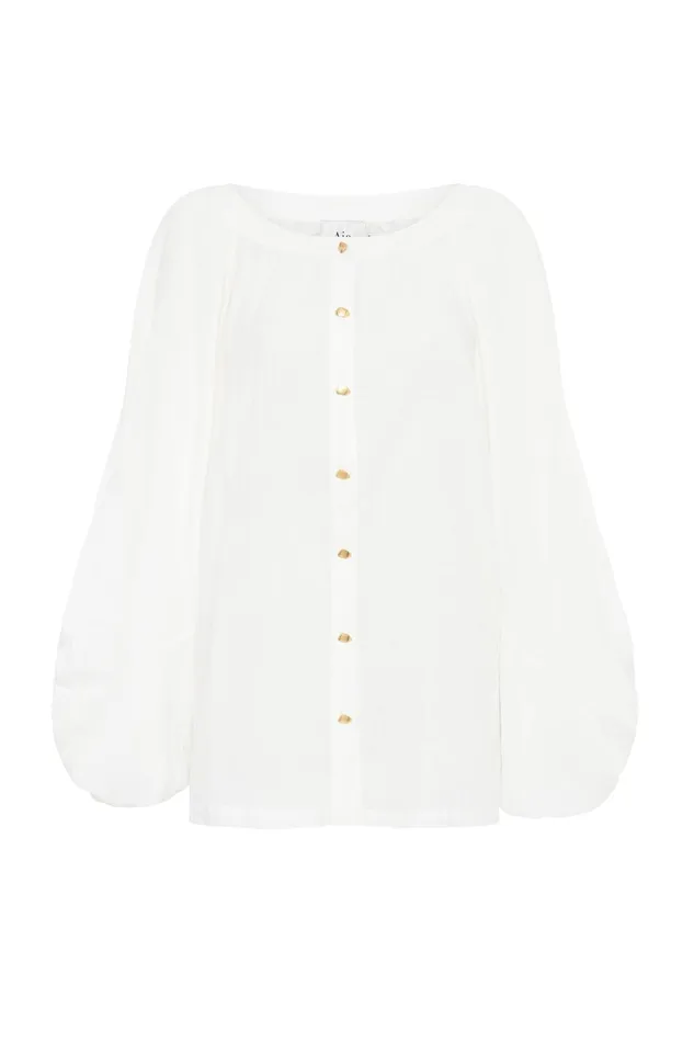 Women Violet Knot Sleeve Blouse Ivory Aje Tops