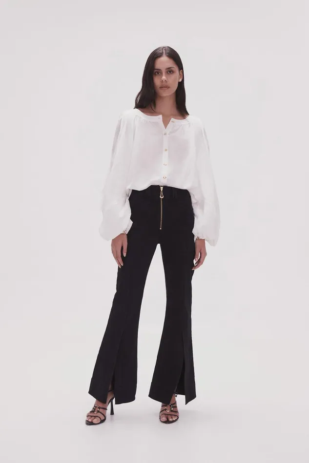Women Violet Knot Sleeve Blouse Ivory Aje Tops