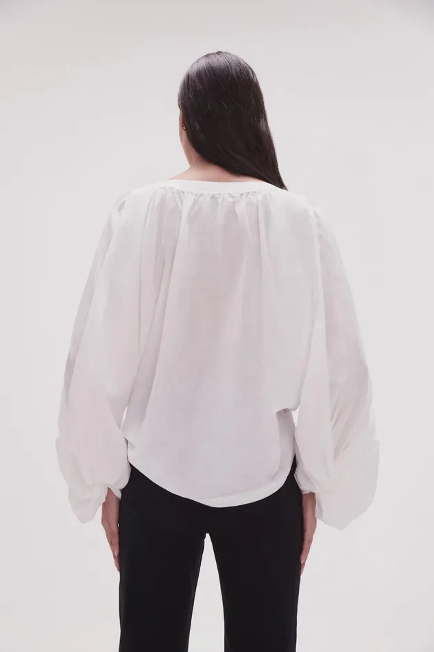 Women Violet Knot Sleeve Blouse Ivory Aje Tops