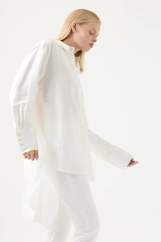 Women Virtuous LaceUp Longline Shirt Ivoryblack Aje Tops