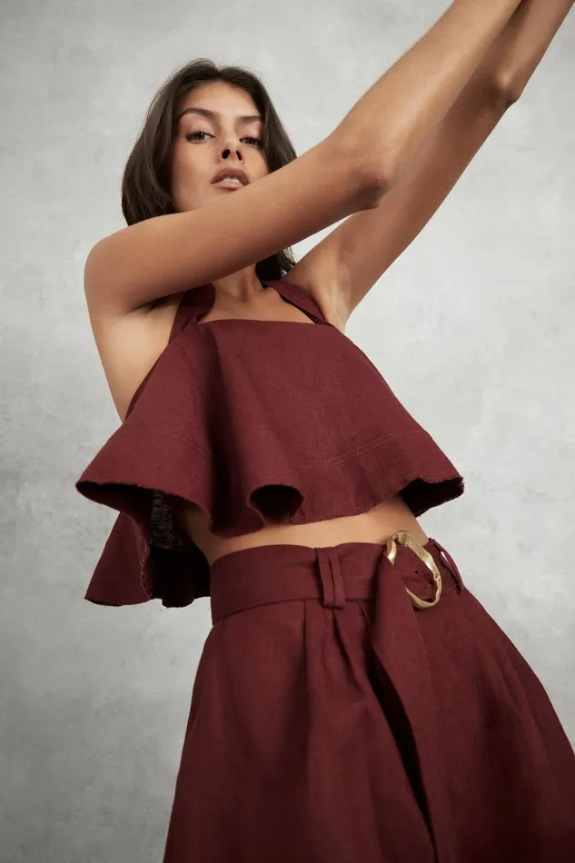 Women Vista Halter Tier Top Russet Brown Aje Tops