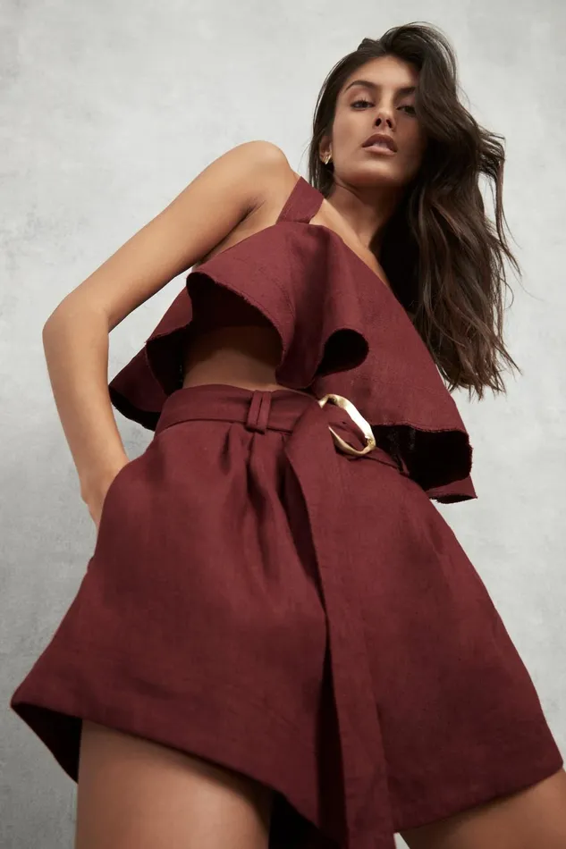 Women Vista Halter Tier Top Russet Brown Aje Tops
