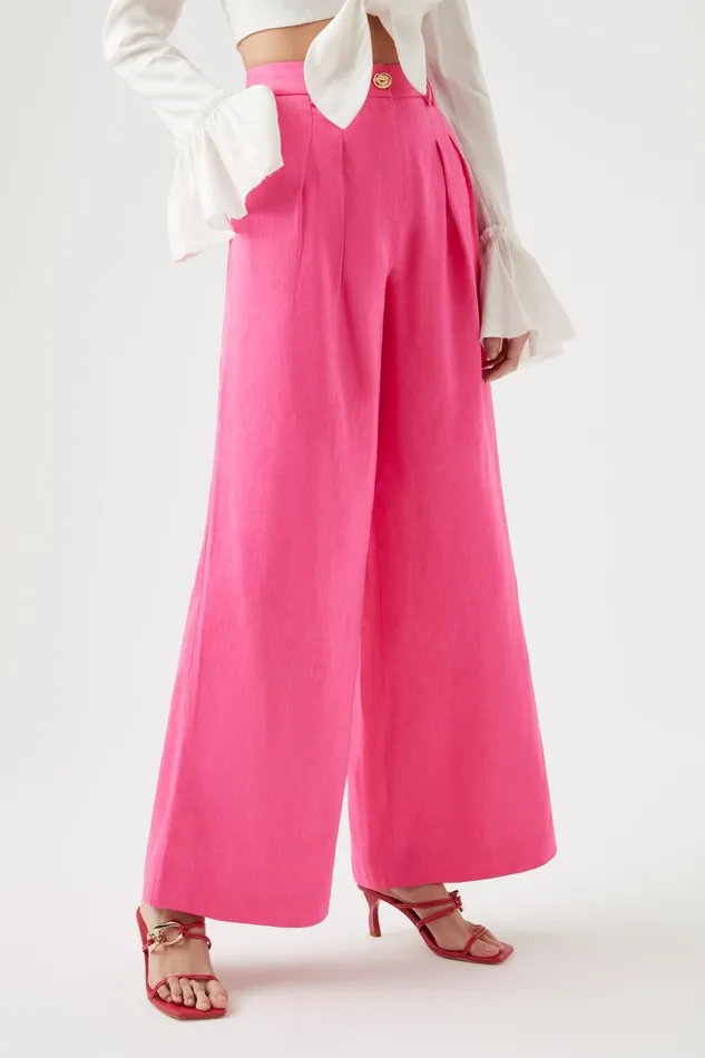 Women Vista High Waist Wide Leg Pant Berry Pink Aje Pants