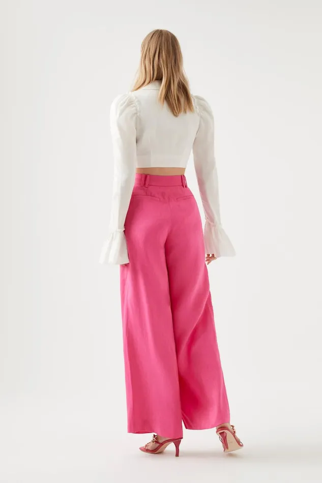 Women Vista High Waist Wide Leg Pant Berry Pink Aje Pants