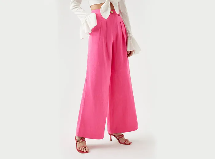 Women Vista High Waist Wide Leg Pant Berry Pink Aje Pants