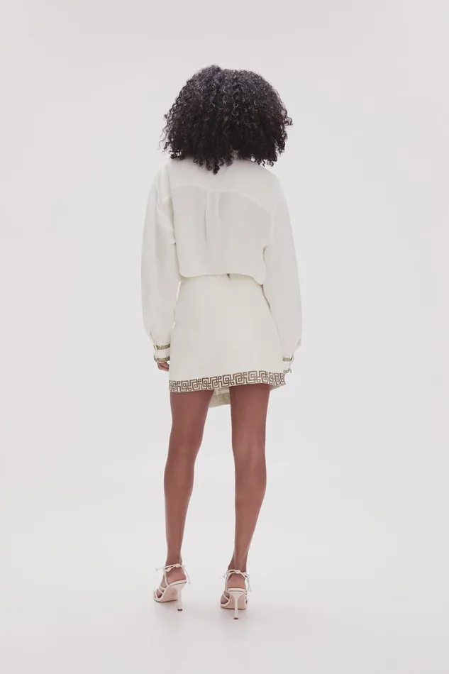 Women Voyager Embroidered Mini Skirt Ivorydesert Khaki Aje Skirts