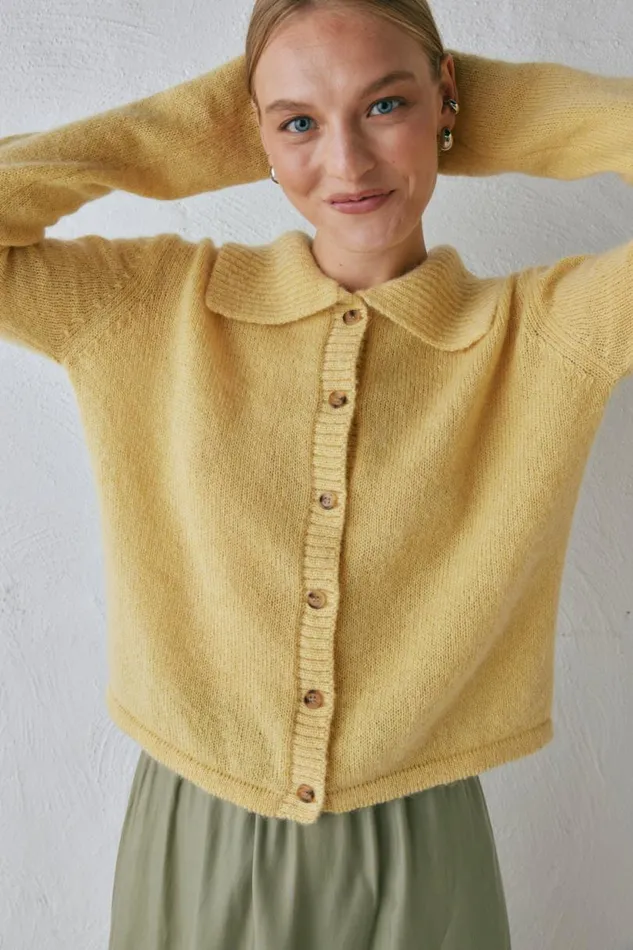 Women VRG GRL JumpersSweaters Avery Knit Cardigan Lemon