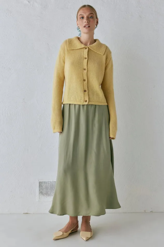 Women VRG GRL JumpersSweaters Avery Knit Cardigan Lemon Women VRG GRL JumpersSweaters Avery Knit Cardigan Lemon