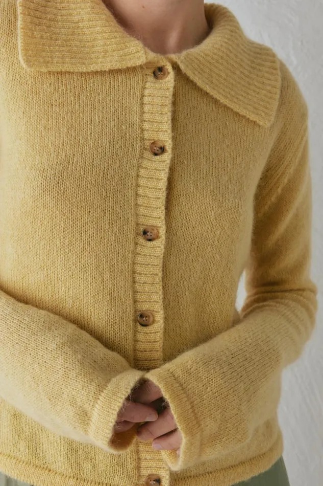 Women VRG GRL JumpersSweaters Avery Knit Cardigan Lemon Women VRG GRL JumpersSweaters Avery Knit Cardigan Lemon