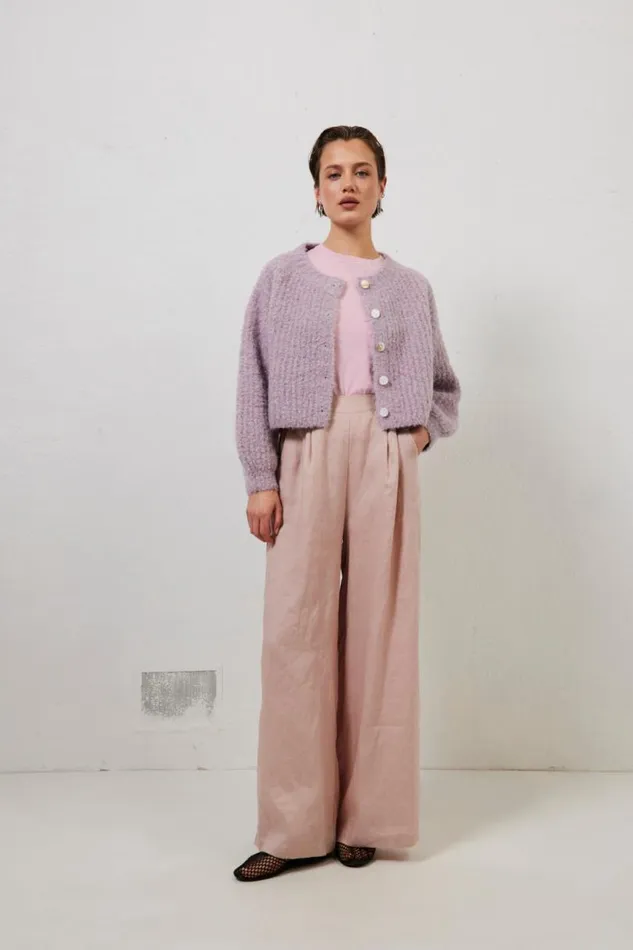 Women VRG GRL JumpersSweaters Elsie Knit Cardigan Lilac Women VRG GRL JumpersSweaters Elsie Knit Cardigan Lilac