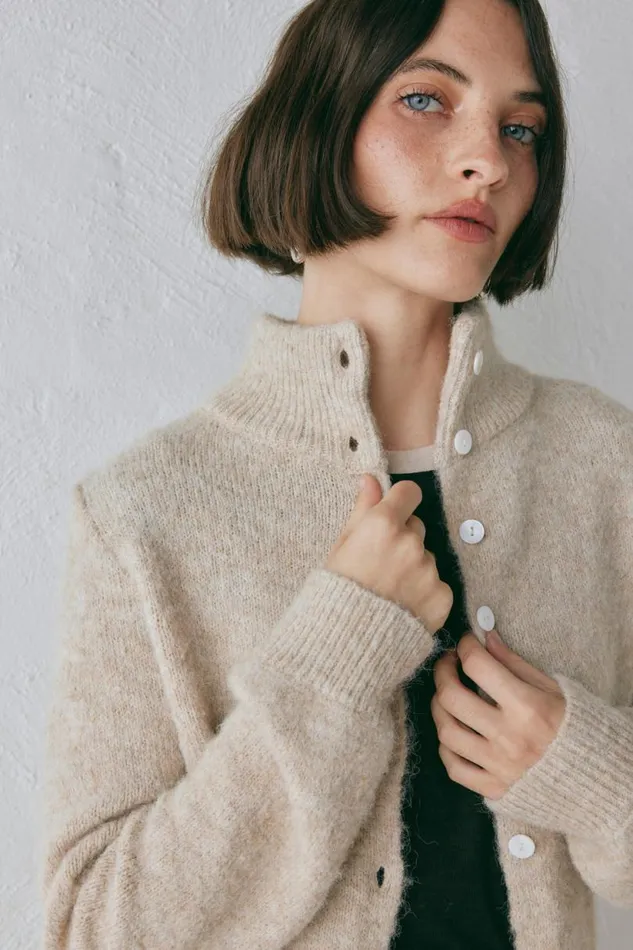 Women VRG GRL JumpersSweaters Henley Knit Cardigan Marle Women VRG GRL JumpersSweaters Henley Knit Cardigan Marle