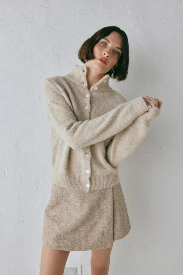Women VRG GRL JumpersSweaters Henley Knit Cardigan Marle Women VRG GRL JumpersSweaters Henley Knit Cardigan Marle