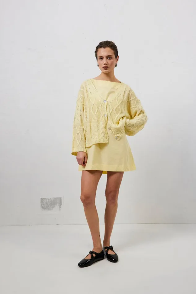 Women VRG GRL JumpersSweaters Lola Knit Cardigan Lemon