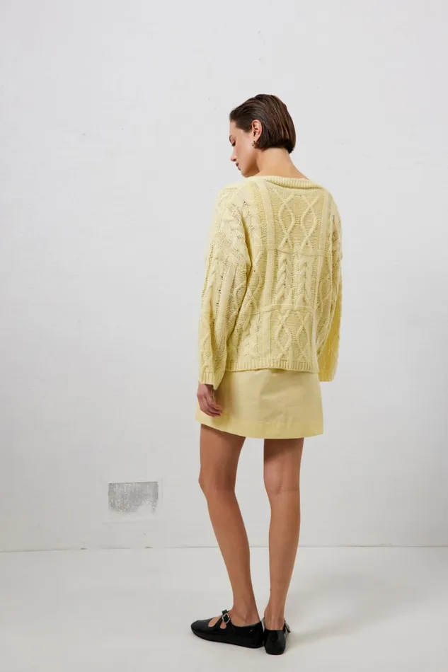 Women VRG GRL JumpersSweaters Lola Knit Cardigan Lemon Women VRG GRL JumpersSweaters Lola Knit Cardigan Lemon