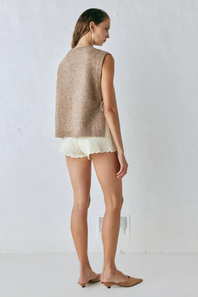 Women VRG GRL JumpersSweaters Molly Knit Vest Taupe Women VRG GRL JumpersSweaters Molly Knit Vest Taupe