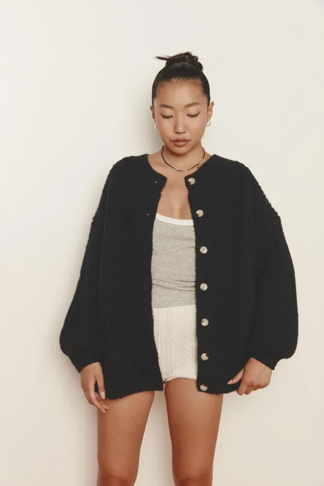 Women VRG GRL JumpersSweaters Penelope Knit Cardigan Black