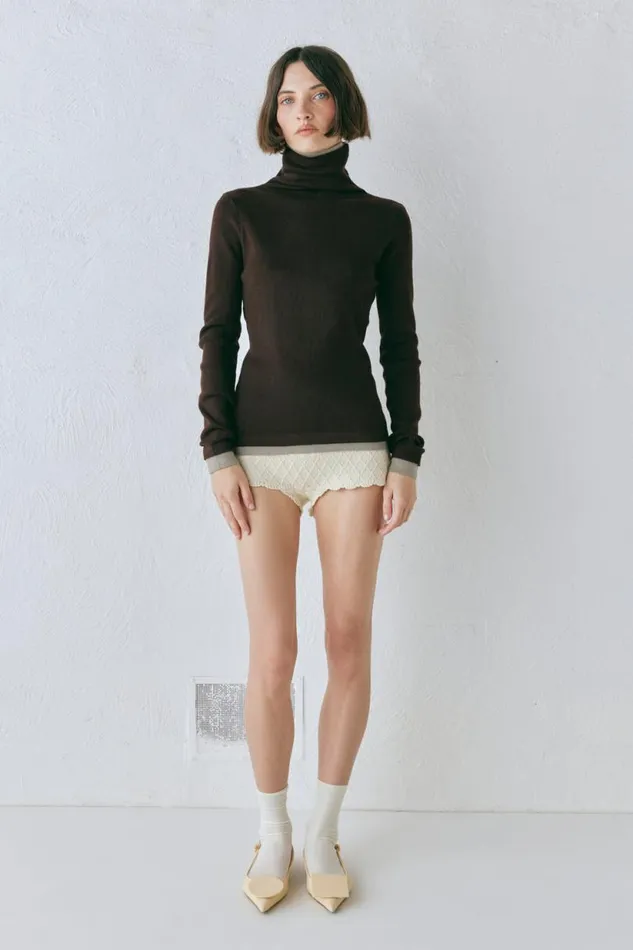 Women VRG GRL Long Sleeve Bea Knit Skivvy Chocolate Women VRG GRL Long Sleeve Bea Knit Skivvy Chocolate