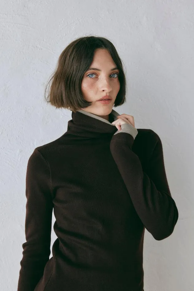 Women VRG GRL Long Sleeve Bea Knit Skivvy Chocolate Women VRG GRL Long Sleeve Bea Knit Skivvy Chocolate