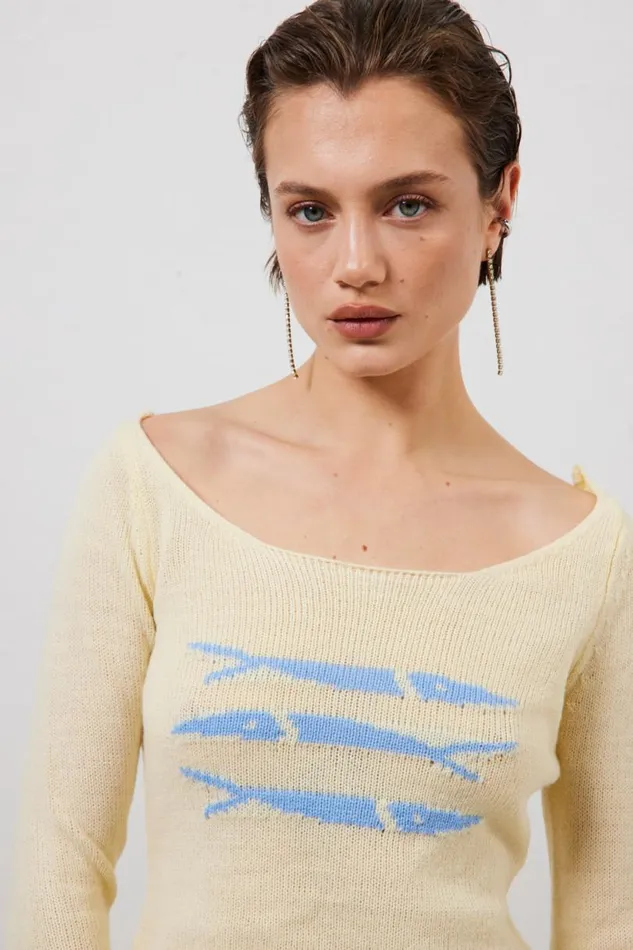 Women VRG GRL Long Sleeve Sardinia Knit Top Cream Women VRG GRL Long Sleeve Sardinia Knit Top Cream