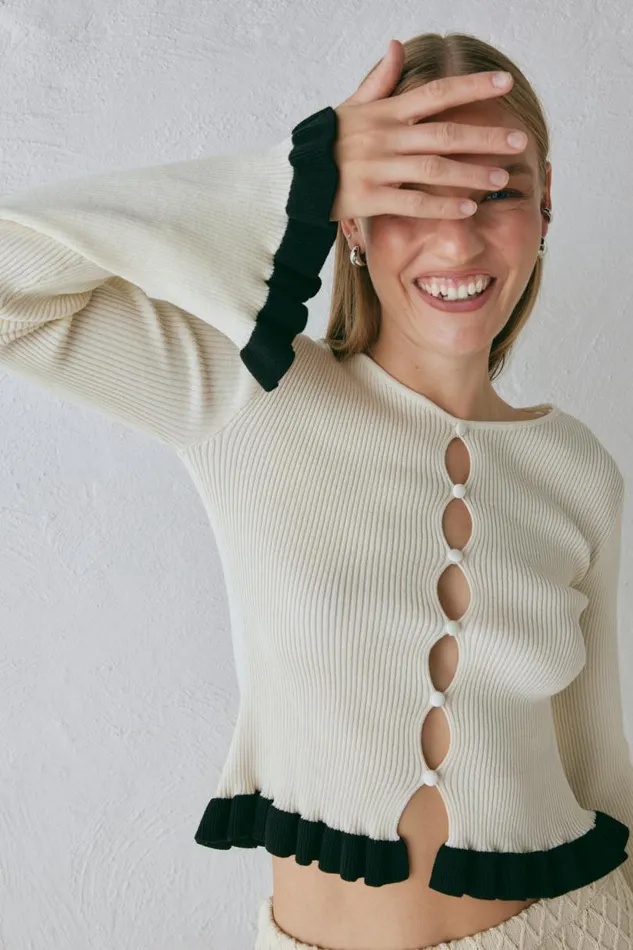 Women VRG GRL Long Sleeve Zoey Knit Top Cream Women VRG GRL Long Sleeve Zoey Knit Top Cream