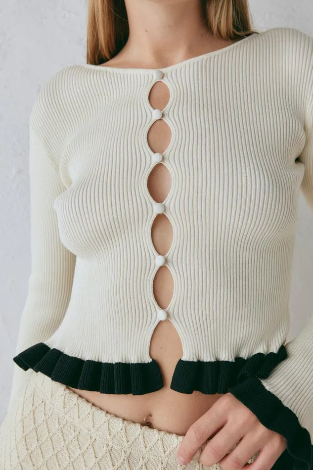 Women VRG GRL Long Sleeve Zoey Knit Top Cream Women VRG GRL Long Sleeve Zoey Knit Top Cream