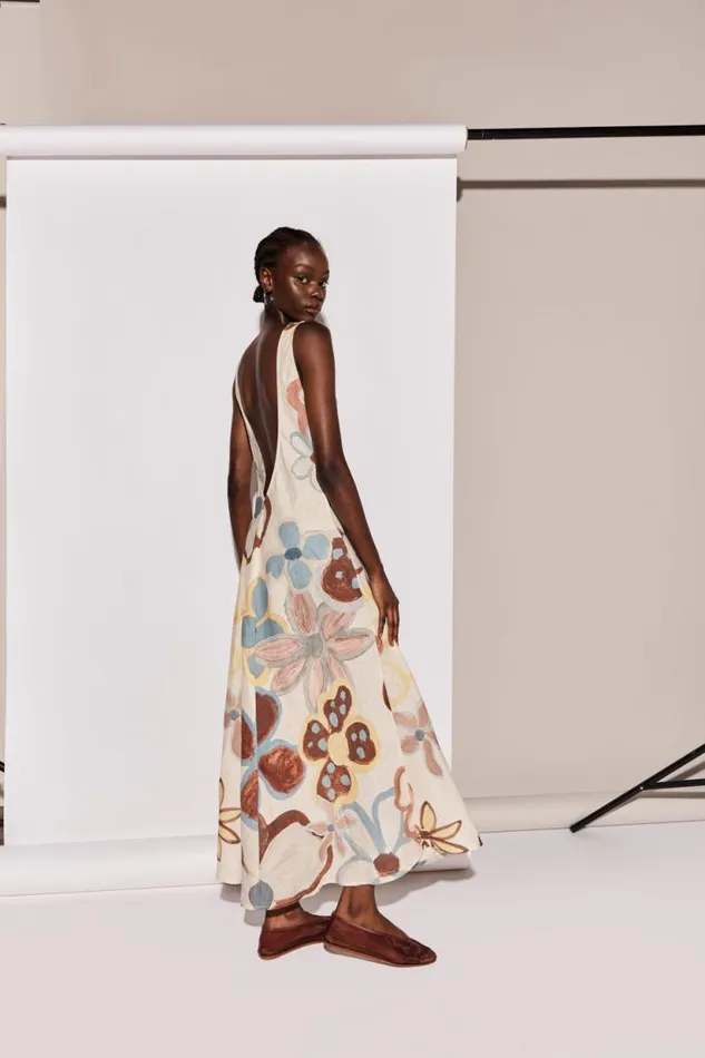 Women VRG GRL MidiMaxi Dresses Art Of Bloom Linen Bias Cut Maxi Dress Flower Women VRG GRL MidiMaxi Dresses Art Of Bloom Linen Bias Cut Maxi Dress Flower