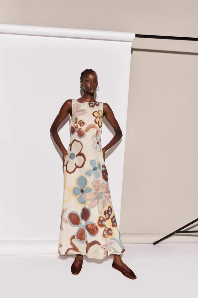 Women VRG GRL MidiMaxi Dresses Art Of Bloom Linen Bias Cut Maxi Dress Flower Women VRG GRL MidiMaxi Dresses Art Of Bloom Linen Bias Cut Maxi Dress Flower