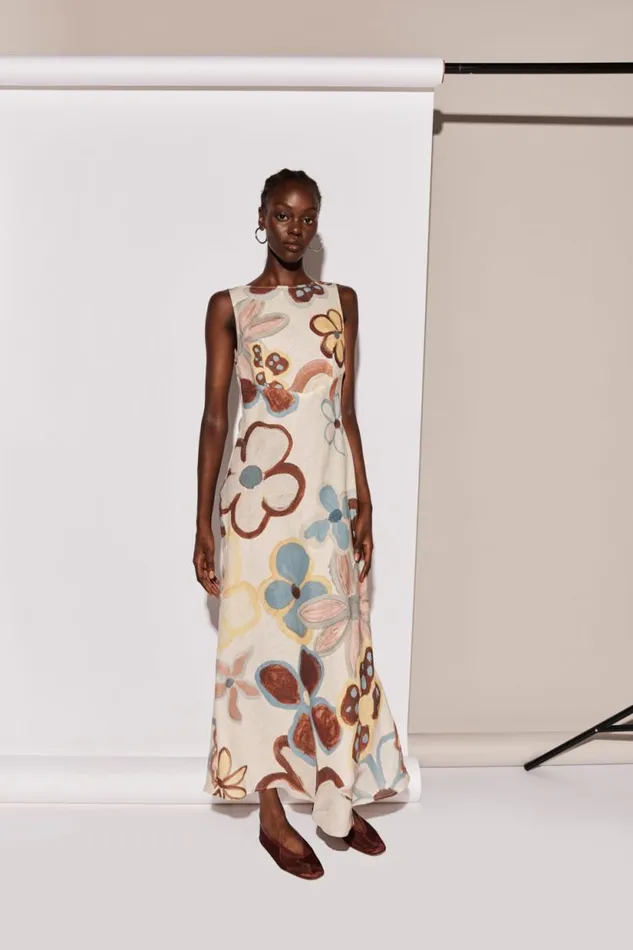 Women VRG GRL MidiMaxi Dresses Art Of Bloom Linen Bias Cut Maxi Dress Flower Women VRG GRL MidiMaxi Dresses Art Of Bloom Linen Bias Cut Maxi Dress Flower
