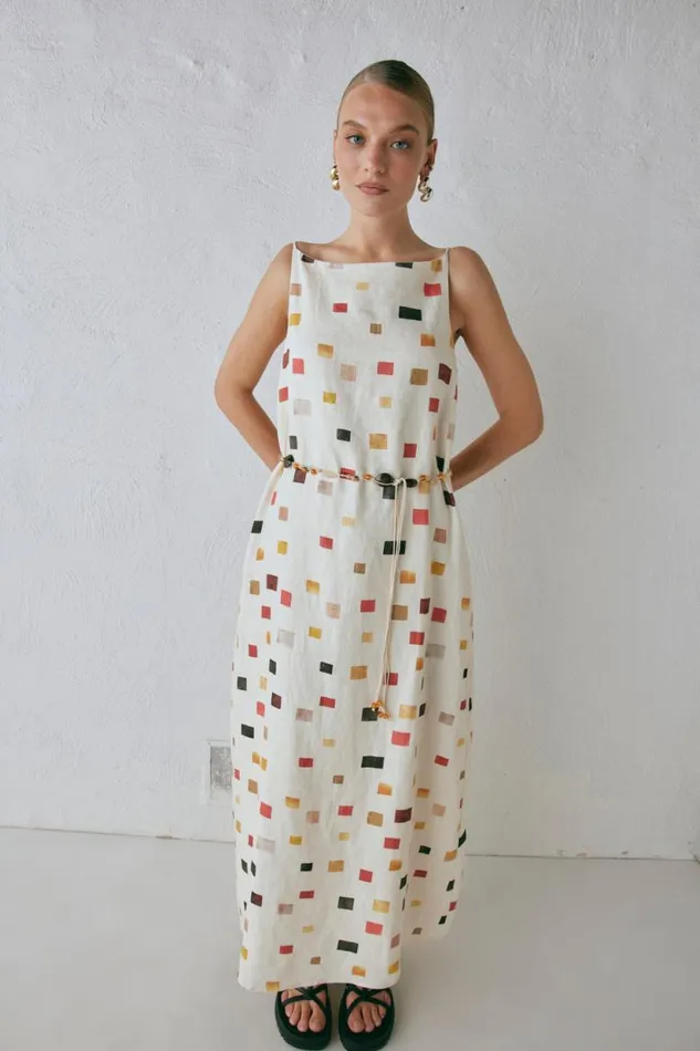 Women VRG GRL MidiMaxi Dresses Elma Linen Midi Dress Tile Women VRG GRL MidiMaxi Dresses Elma Linen Midi Dress Tile