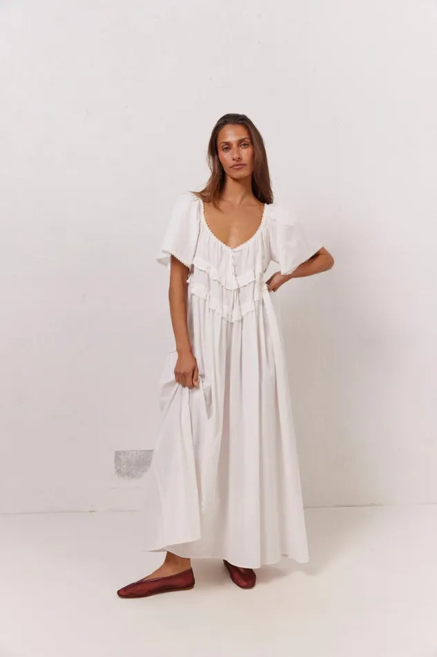 Women VRG GRL MidiMaxi Dresses La Prairie Smock Midi Dress White