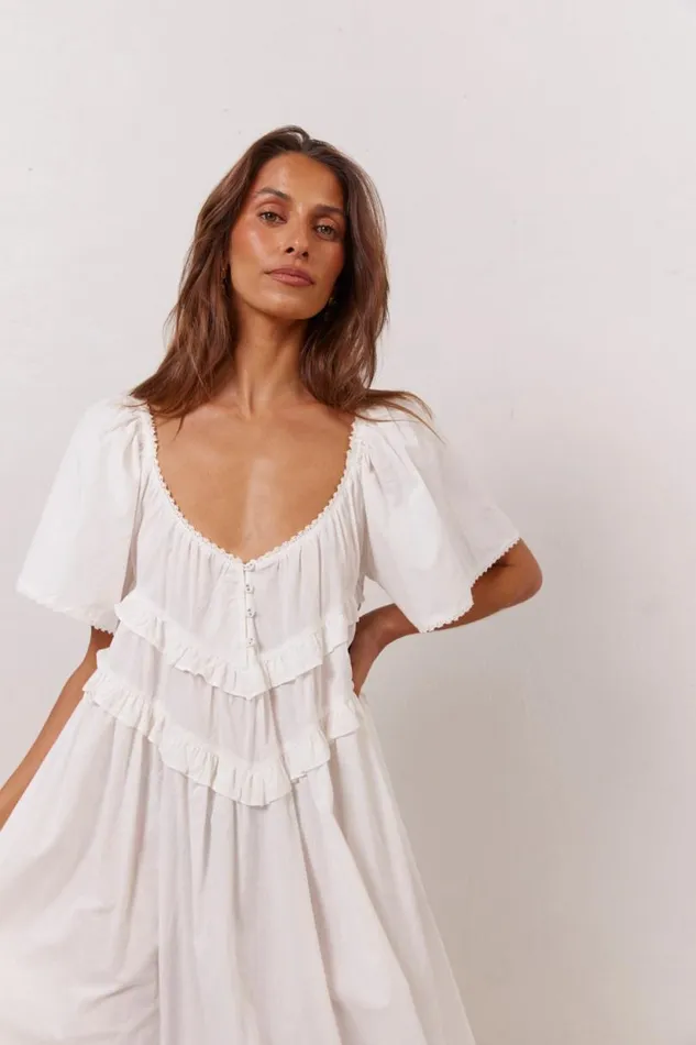 Women VRG GRL MidiMaxi Dresses La Prairie Smock Midi Dress White Women VRG GRL MidiMaxi Dresses La Prairie Smock Midi Dress White